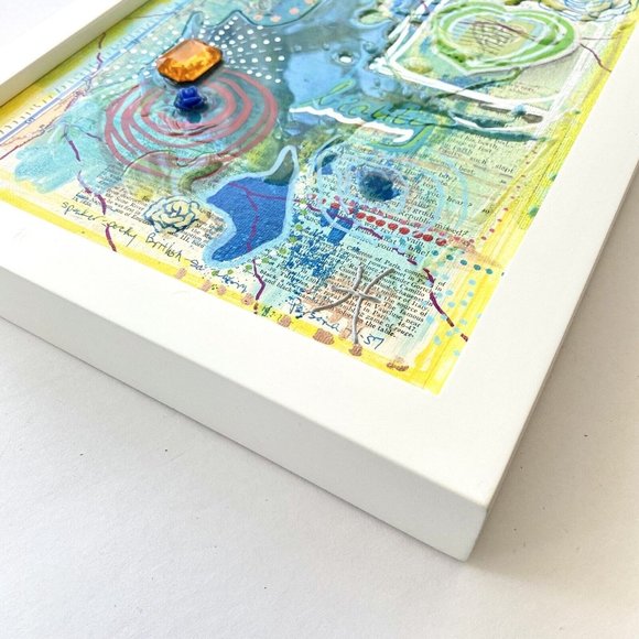 Jersey Beauty - Original Art Mixed Media Signed Painting Framed White 9”x11” - Picture 7 of 8